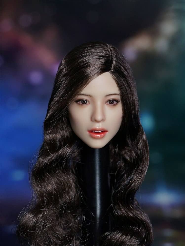 1/6 アジア人女性ヘッドB（Red Long Curiy Hair） Amazon.com: 1/6 Scale Female Head Sculpt,Asian Girl Red Hair